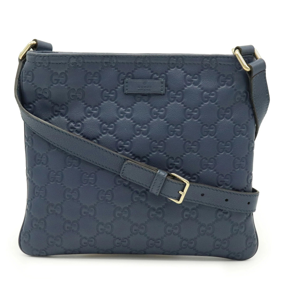Gucci GG Gucci Guccissima Crossbody Bag Gusset Leather Blue